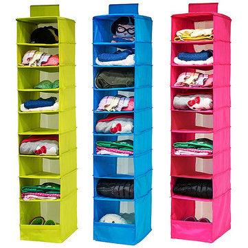 9 Shelves Hanging Closet Wardrobe Clothes Rack Storage Organizer Bag Blanket - Trendha