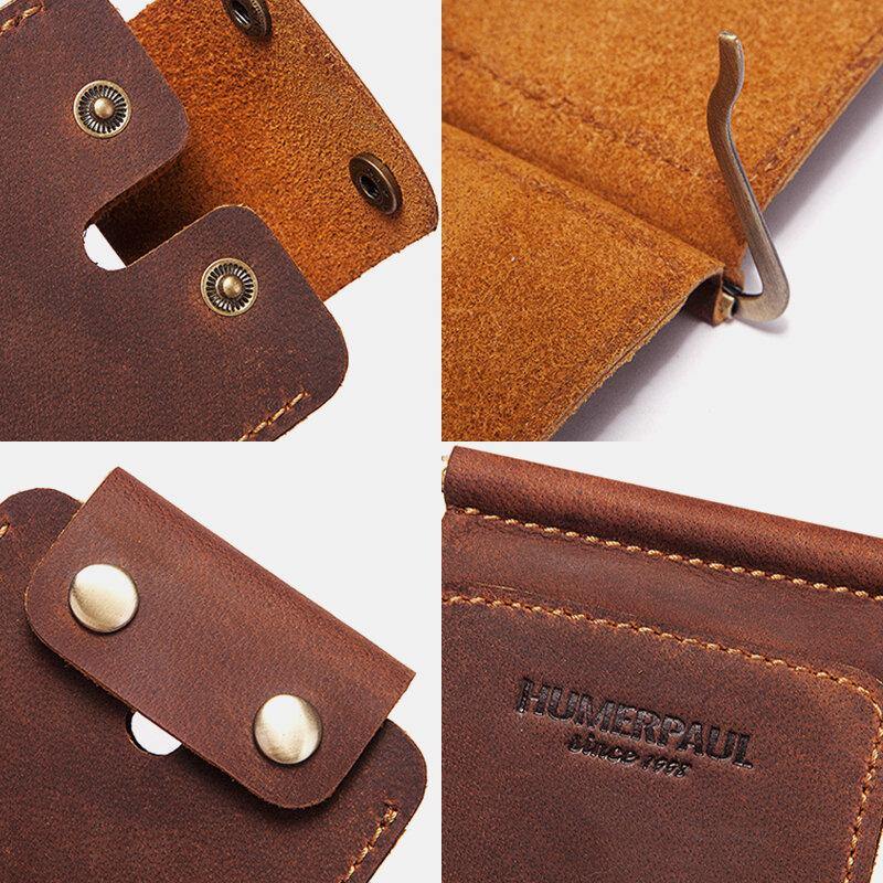 Men Genuine Leather Hasp Vintage Multifunction Card Holder Money Clips Wallet Purse - Trendha
