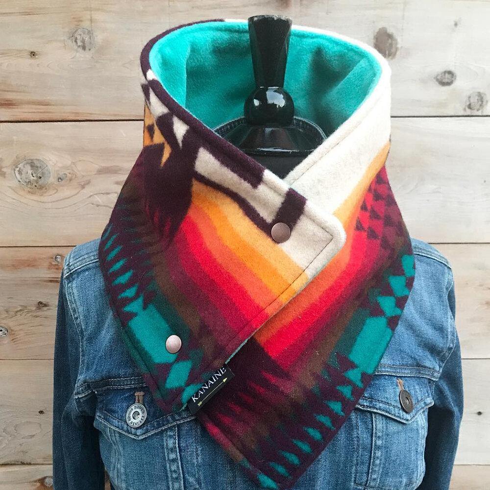 Women All-match Contrast Color Thick Stripe Geometric Printed Scarf Elegant Adjustable Neck Wrap Warm Scarf - Trendha
