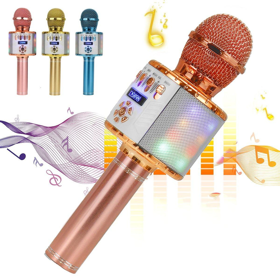 Bakeey DS898 3-IN-1 Wireless Microphone 2X13W HIFI bluetooth Speaker TF Card 2600mAh Luminous Handheld Mic Recorder Singing Player for KTV K Songs - Trendha