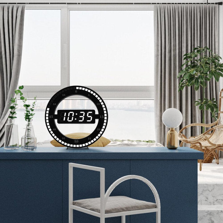 US/EU Plug 12 Inch LED Ring Wall Clock Automatic Photosensitive Digital Electronic Clock Office Bedroom Plastic Clock - Trendha