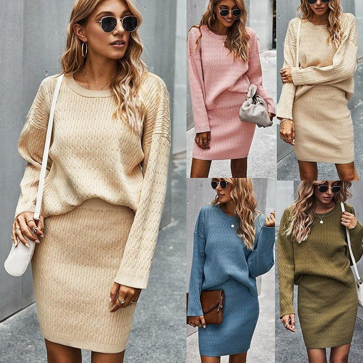 Minimalist solid color sweater suit - Trendha