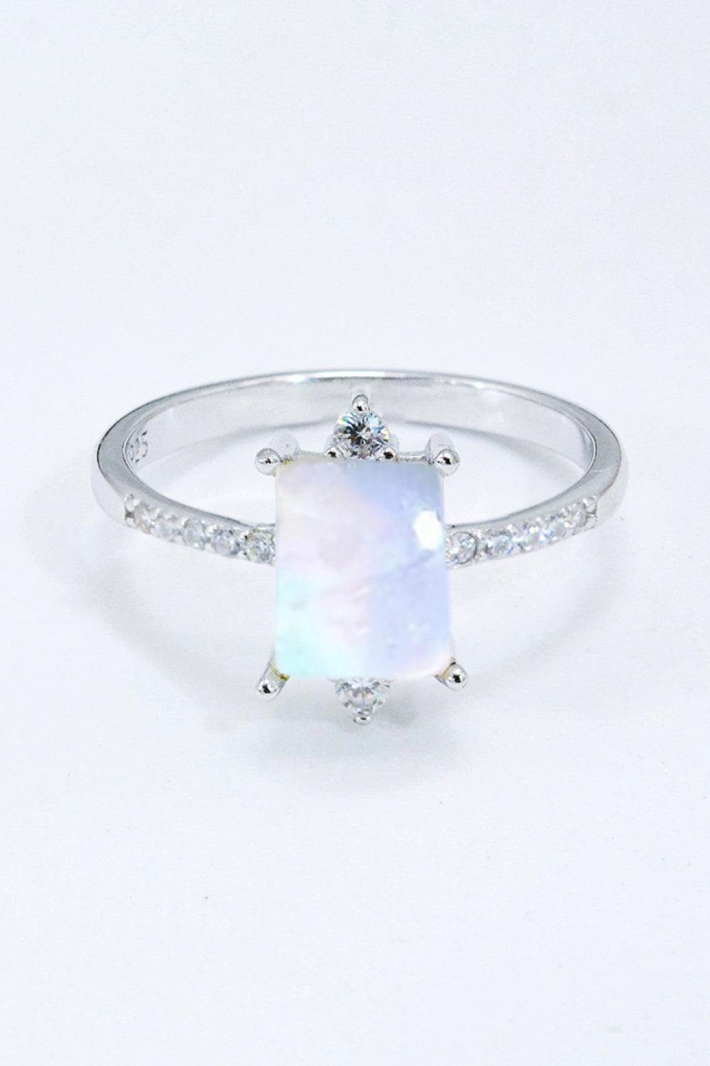 925 Sterling Silver Square Moonstone Ring - Trendha