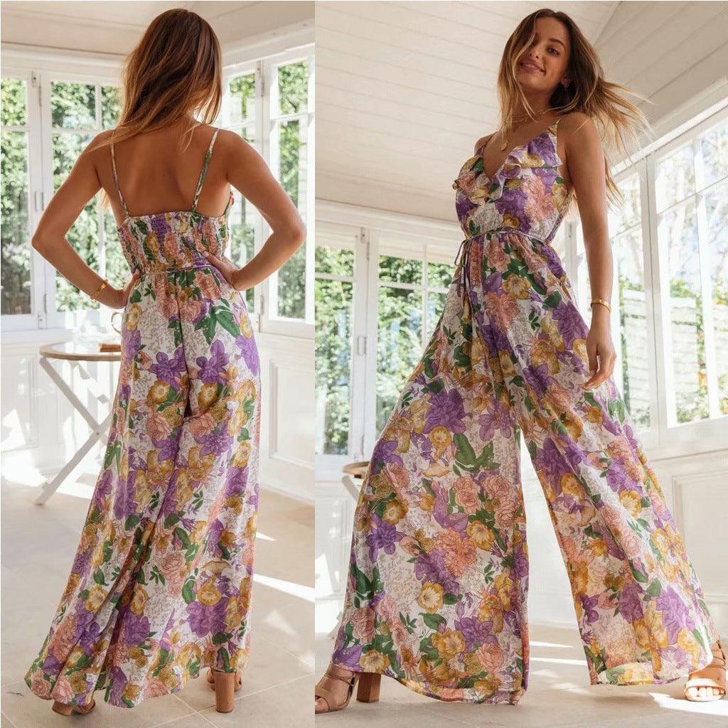 Ruffled printed camisole jumpsuit - Trendha