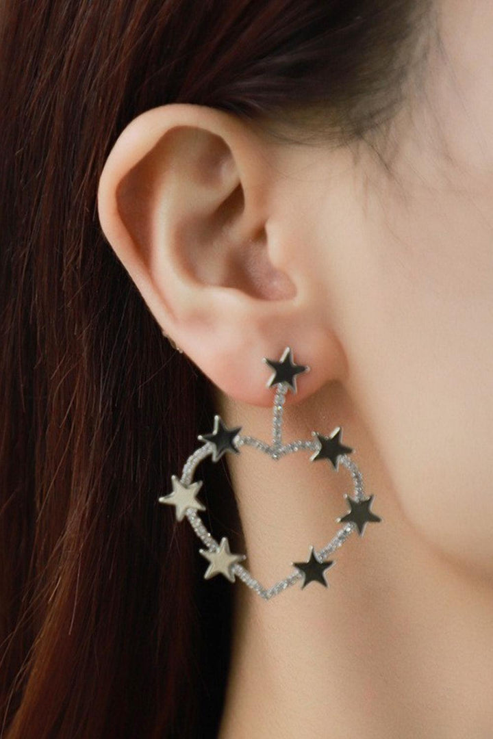 Star Zircon Heart-Shaped Earrings - Trendha