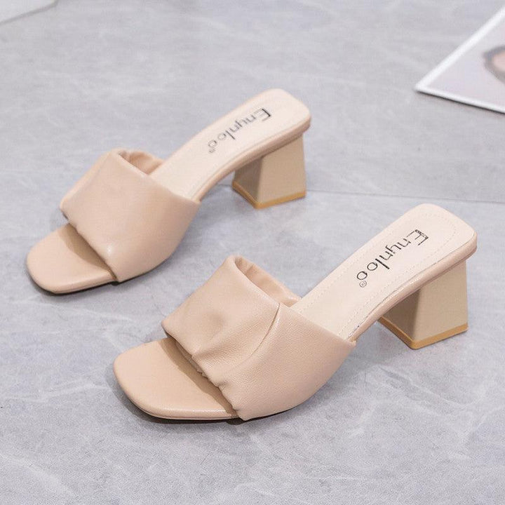 Women's Chunky Heel Square Toe Sandals - Trendha