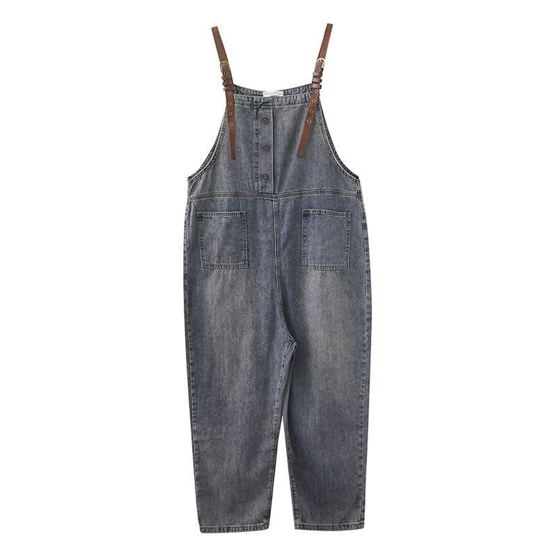 Women's Denim Washed Ninth Overalls - Trendha