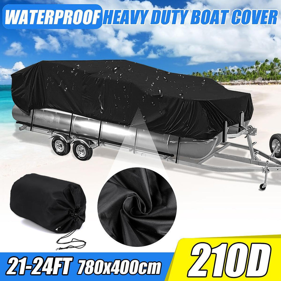 17-20Ft 21-24Ft Heavy Duty 210D Waterproof Pontoon Boat Cover Fish Ski Beam 96'' - Trendha