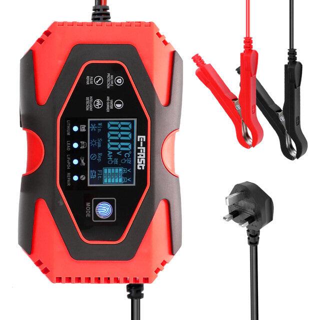 E-Fast 7 Stages Touch Screen LCD Display 12V 6A 24V 3A Car Motorcycle Lead Smart Battery Memory Function Charging Repair Charger Adaptor Lithium Battery Lead-Acid Agm Gel Wet LiFePO4 Batteries EU US AU UK Plug Red - Trendha