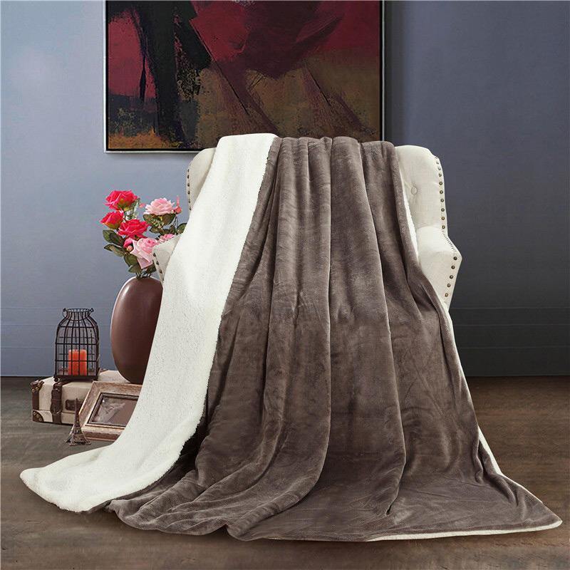 Soft Warm Plush Lamb Fleece Blankets Throw Rug Coral Flannel Throws Napping Blankets Bedding - Trendha