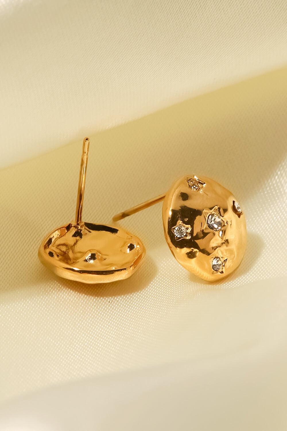 18K Gold-Plated Cubic Zirconia Stud Earrings - Trendha