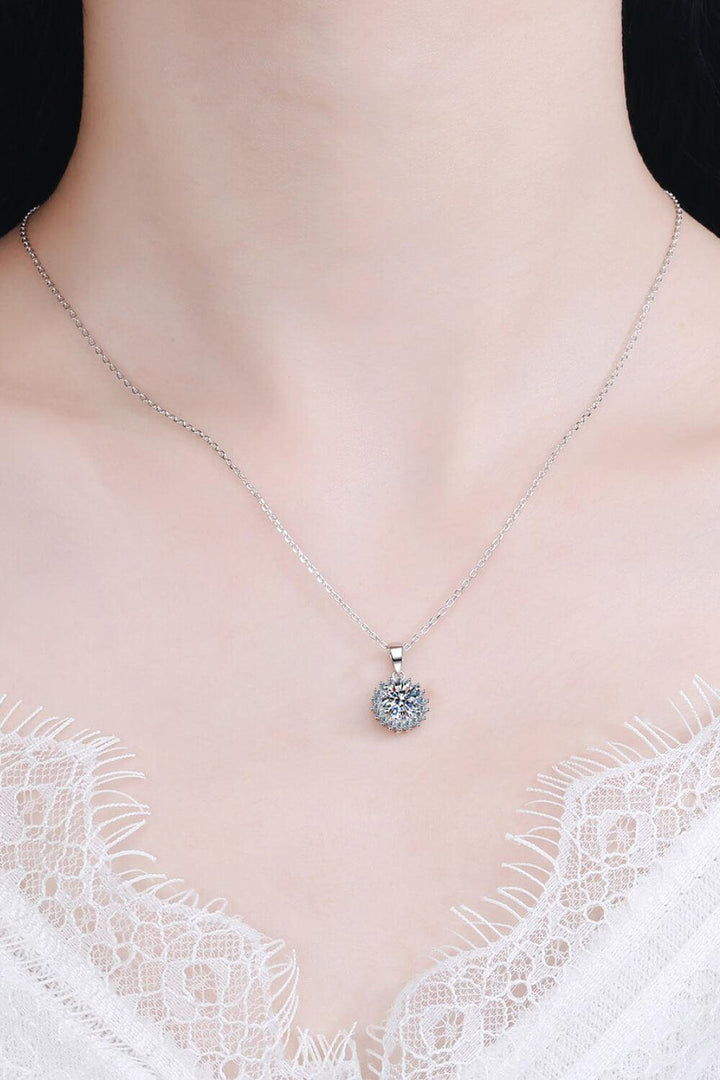 925 Sterling Silver Moissanite Pendant Necklace - Trendha