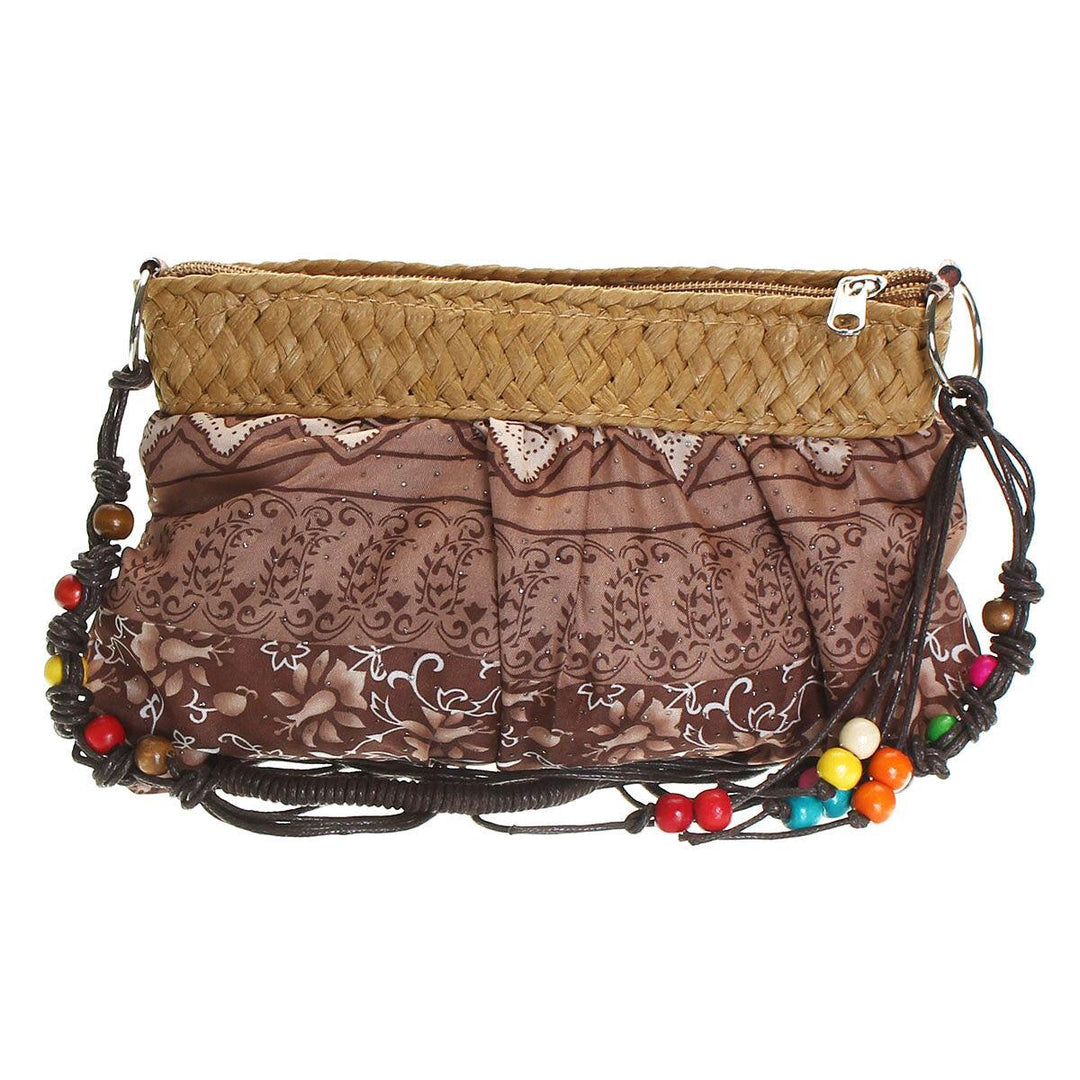 Bohemia Exotic Floral Straw Bag Beach Handbag Crossbody Bag Messenger Weave Strap Cloth - Trendha