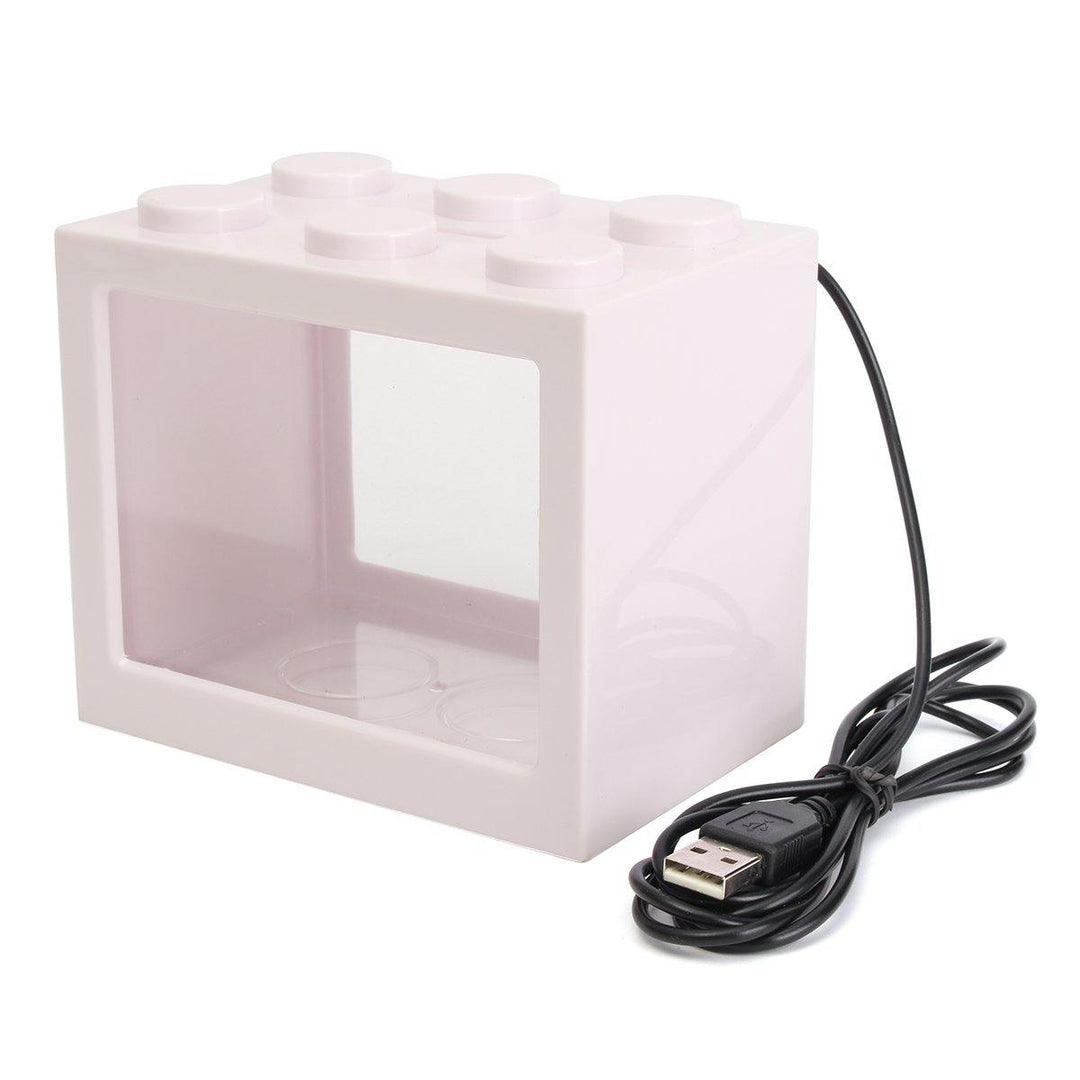 Mini USB LED Light Clear Fish Tank Mini Aquarium Box Bettas Office Desktop Decor - Trendha
