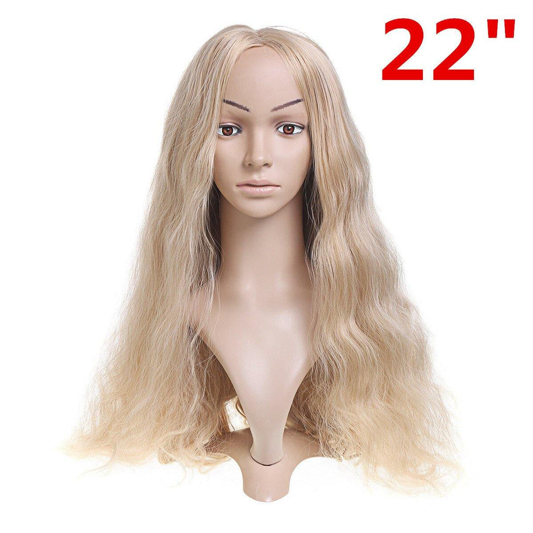 14-26'' Long Blonde Wavy Wig Synthetic Lace Front Wig Heat Resistant Fiber Hair - Trendha