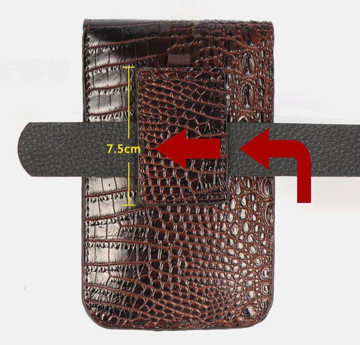 Men PU Leather Crocodile Pattern Multifunctional Casual Double Layer 6.5Inch Phone Bag Waist Bag With Hook - Trendha