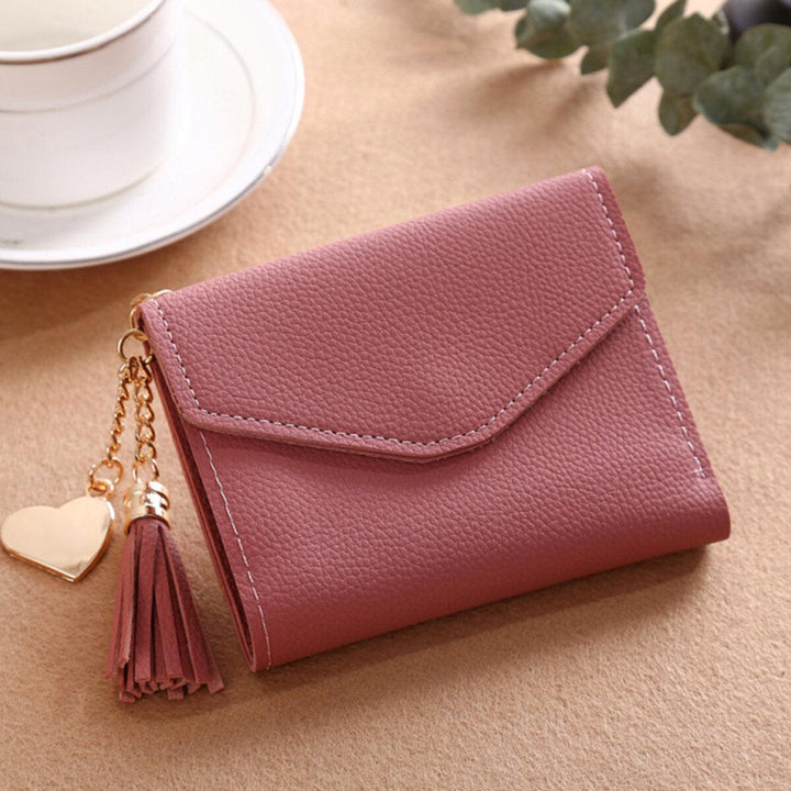 Women Tassel Small Mini Wallet Card Holder Clutch Coin Purse Leather Handbag - Trendha