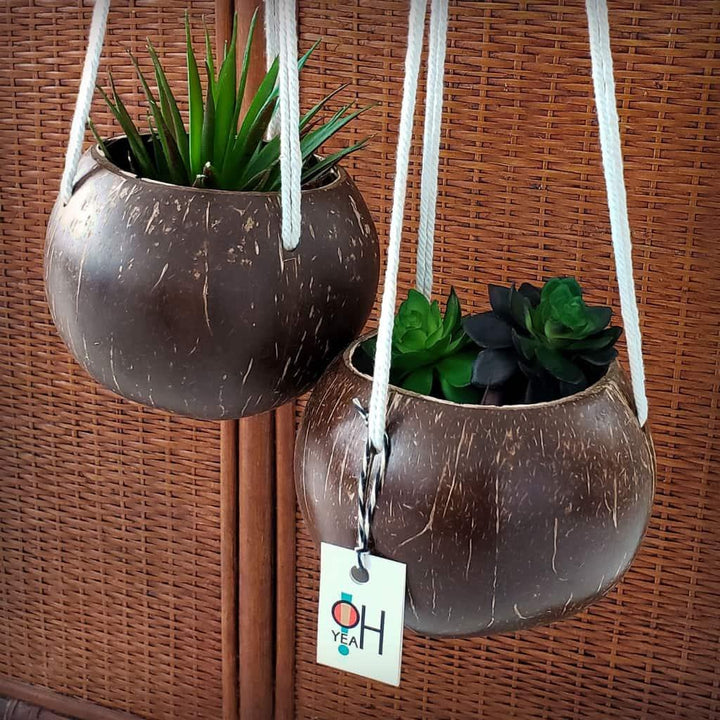 Coconut Macrame Hanging Planter - Trendha