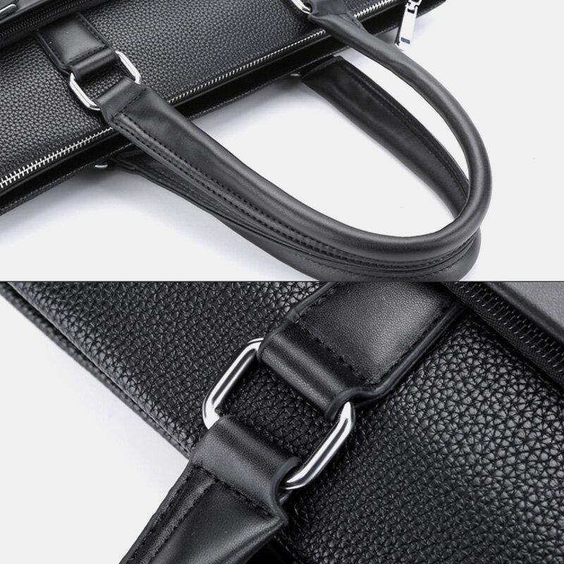 Men Faux Leather Business 15.6 Inch Laptop Bag Briefcases Handbag Crossbody Bag - Trendha