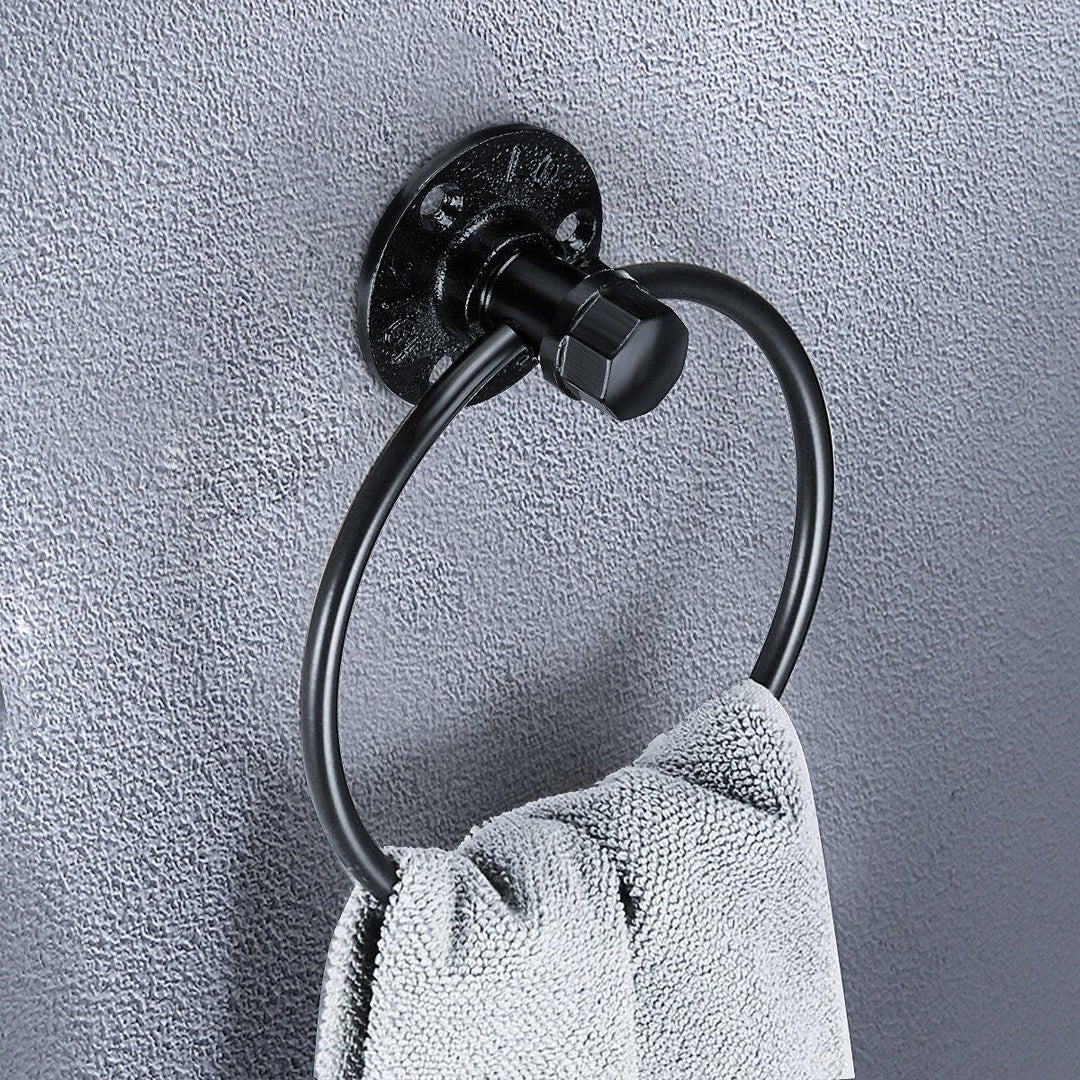 Iron Art Hardware Pendant Towel Ring Retro Round Towel Rack Bathroom Shelf Towel Bar - Trendha