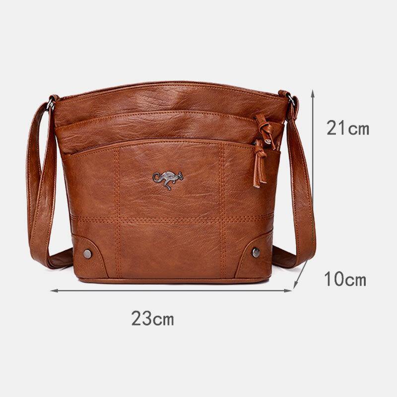 Women PU Leather Large Capacity Retro 6.3 Inch Multi-pocket Phone Bag Soft Crossbody Bags Shoulder Bag - Trendha
