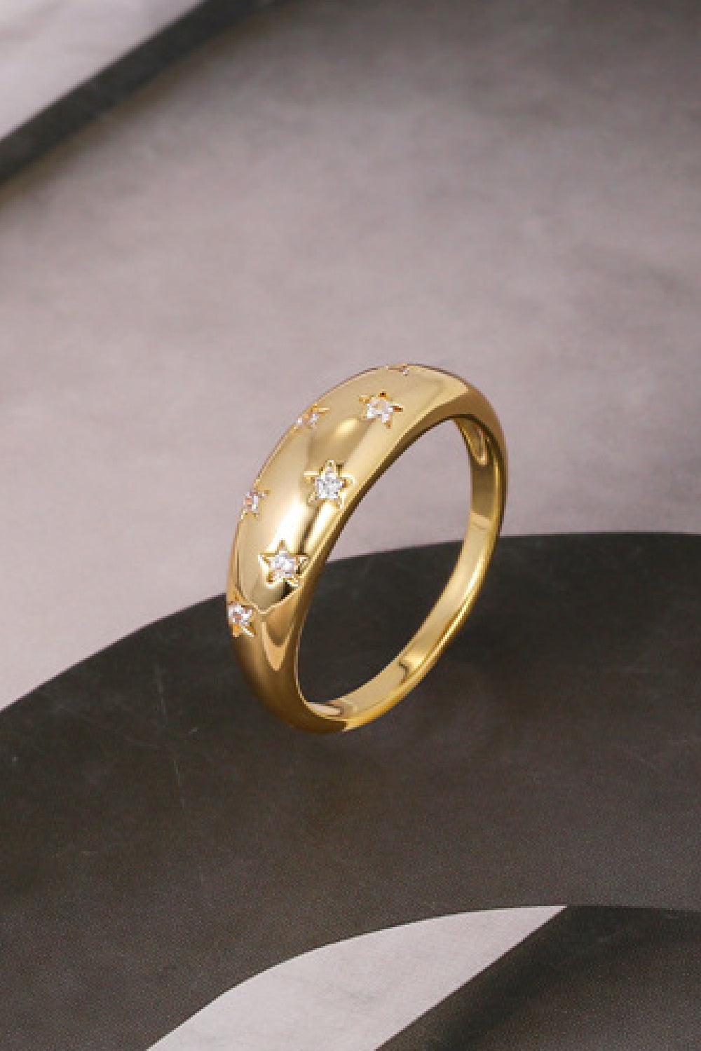 Inlaid Zircon Star Ring - Trendha