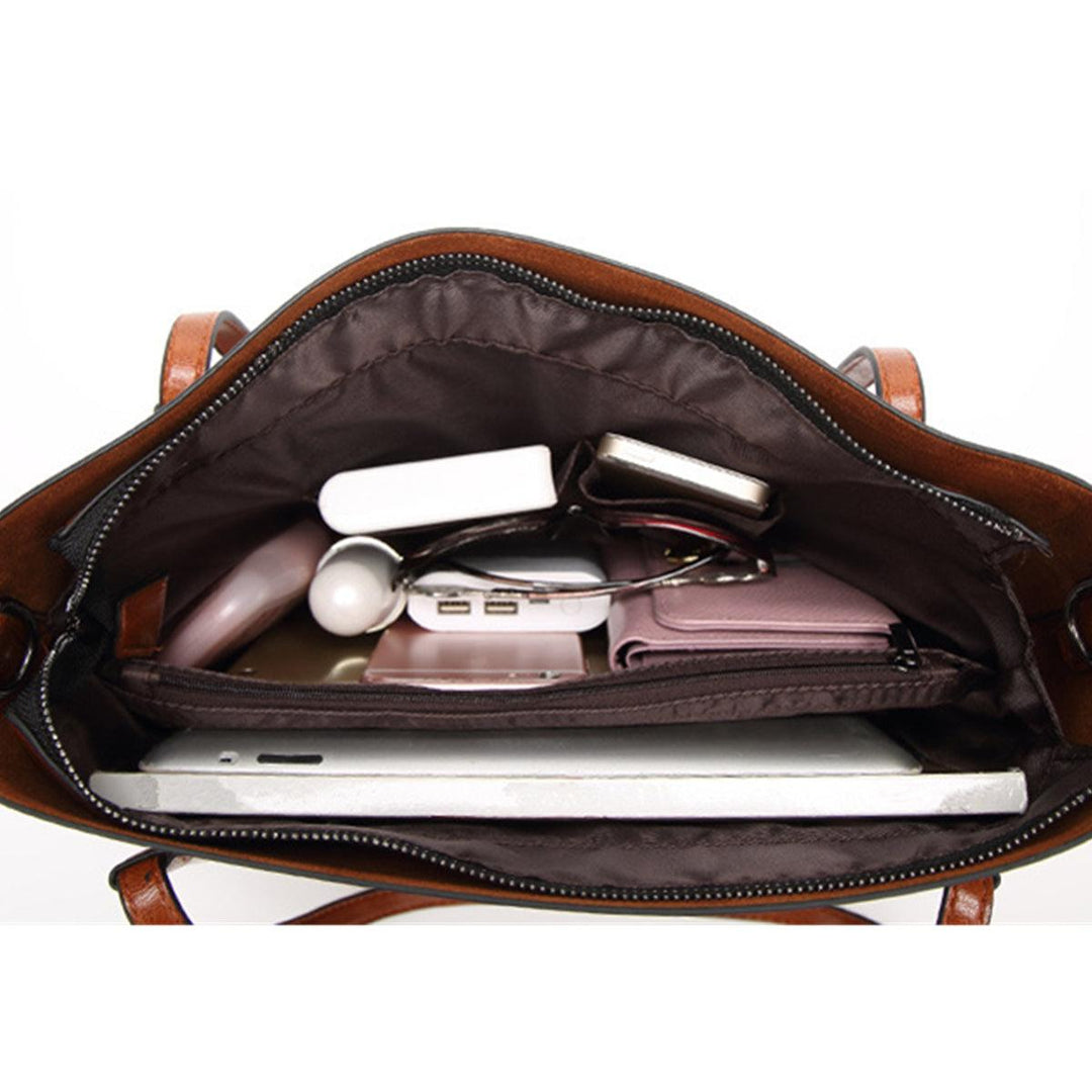 Women Oil Wax Leather Large Handbag Shoulder Girl Travel Bag Messenger Tote - Trendha