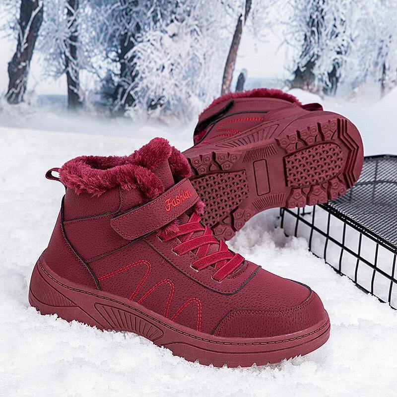Warm Lining Slip Resistant Hook And Loop Short Snow Boots For Women - Trendha