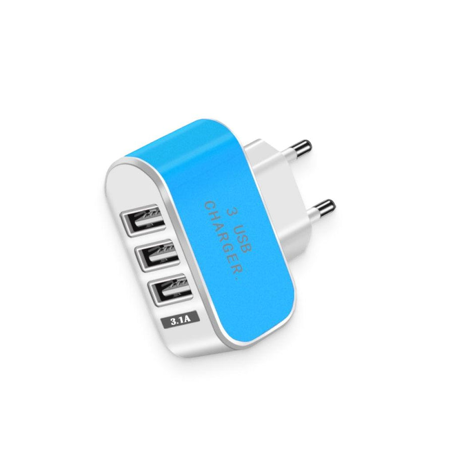 Blue 3 Ports USB Charger - Trendha