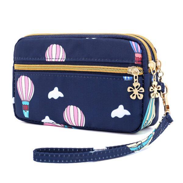 Women Nylon Galaxy Pattern Clutch Bag Coin Purse Phone Wallet - Trendha