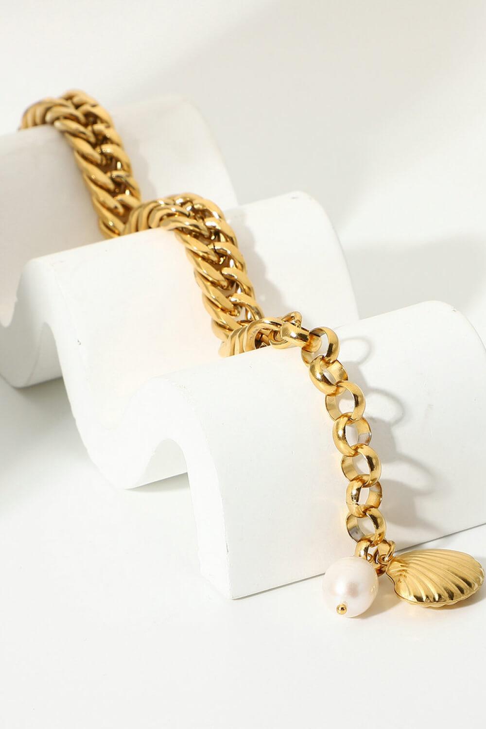 18K Gold-Plated Curb Chain Bracelet - Trendha