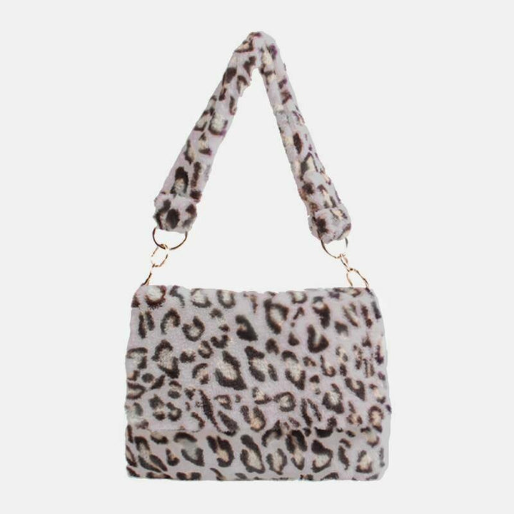 Women Felt Fashion Casual Leopard Pattern Soft Warm Shoulder Bag Handbag - Trendha