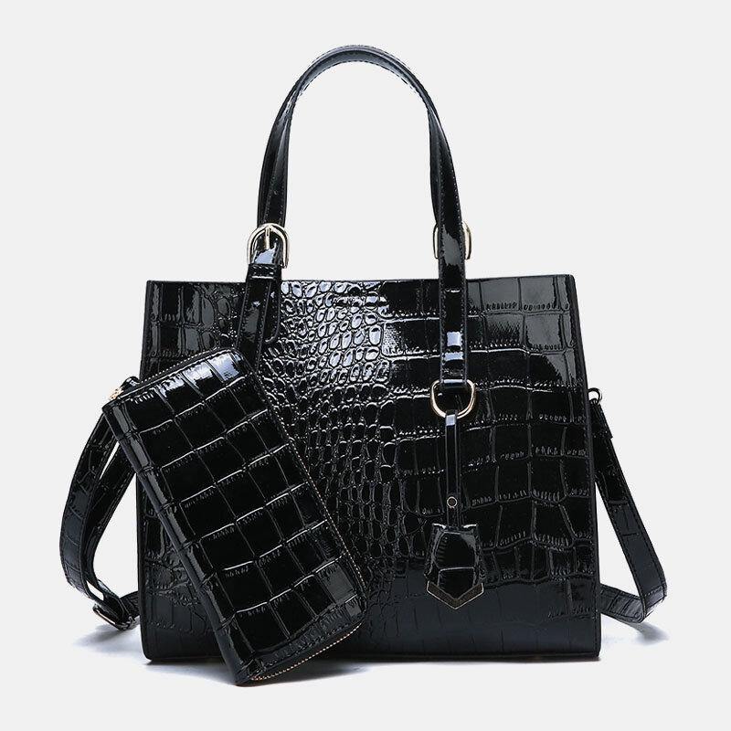 Women 2PCS Alligator PU Multi-pocket Large Capacity Handbag Crossbody Bag Tote - Trendha