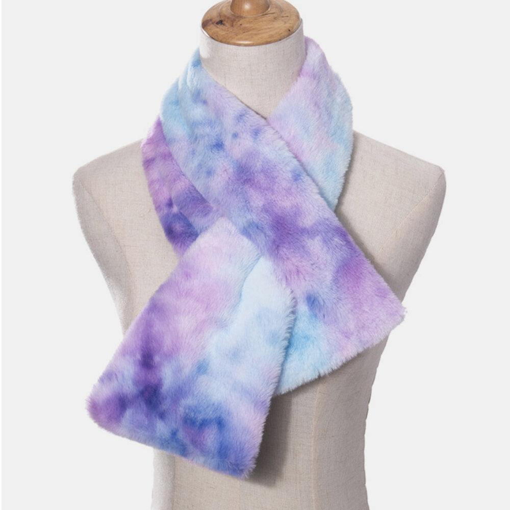 Unisex Plush Plus Thicken Tie-dye Warm Casual All-match Neck Protection Scarf - Trendha