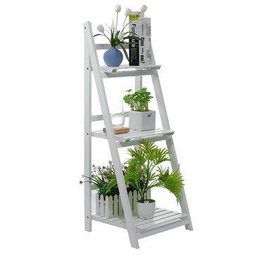 3 Tiers Ladder Storage Shelf Foldable Plant Flower Pot Display Stand Bookshelf Storage Rack Home Office Furniture - Trendha