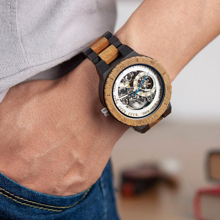 BOBO BIRD R05 Men Wooden Luminous Hand Wristwatches Mechanical Watch - Trendha