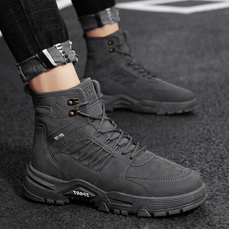 Men's High Top Men's Autumn And Winter Leather Work Shoes - Trendha