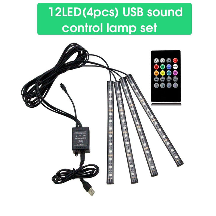 12/18LED RGB Car Interior Atmosphere Footwell Strip Light Sound Controll USB/APP - Trendha