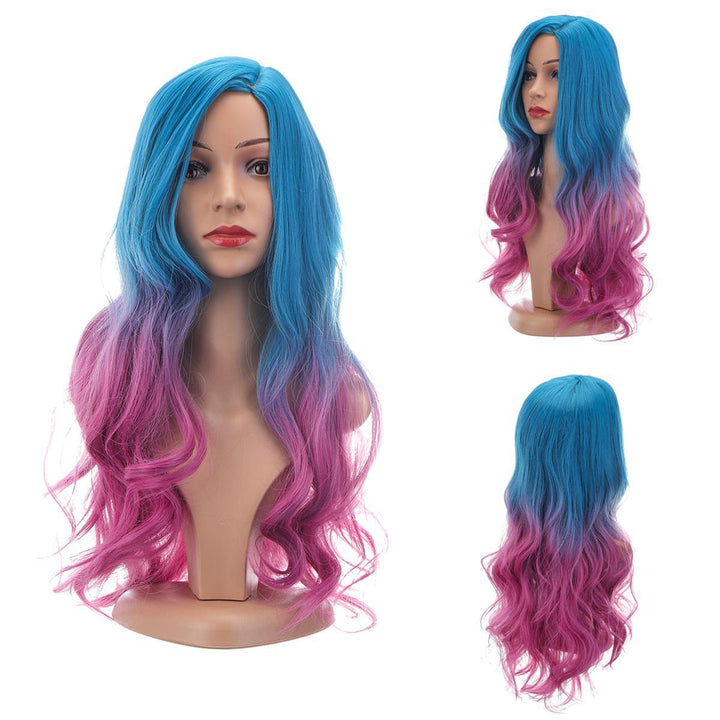 Natural Dark Roots Women Wig Full Wavy Hair Extensions Heat Resistant Synthetic Colorful - Trendha