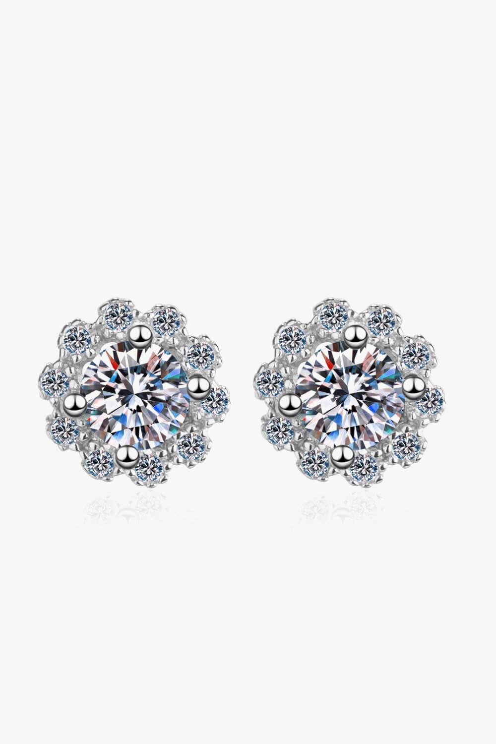 Moissanite Floral-Shaped Stud Earrings - Trendha