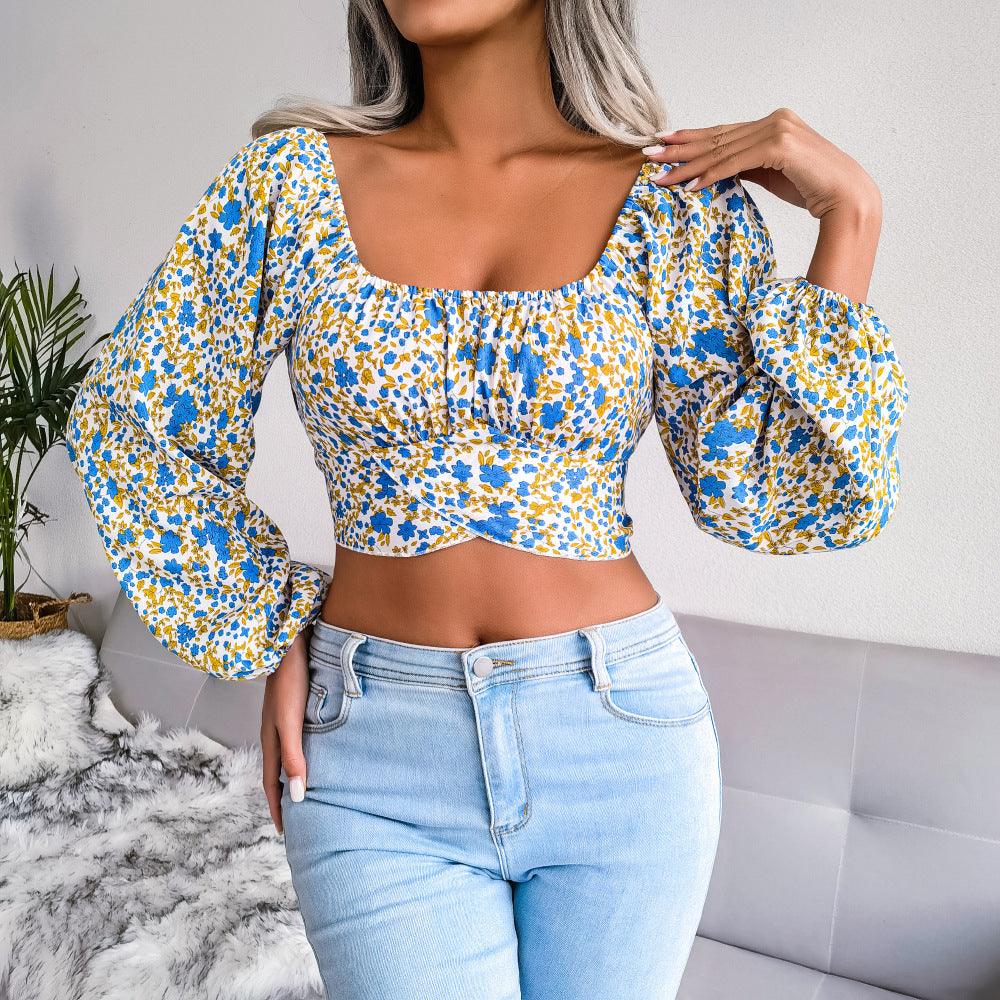 Ditsy Floral Crisscross Cropped Top - Trendha