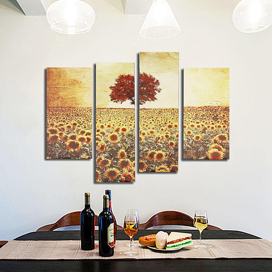 4PCS Frameless Oil Painting Sunflower Canvas Modern Wall Art Home Decoration Paper Art - Trendha
