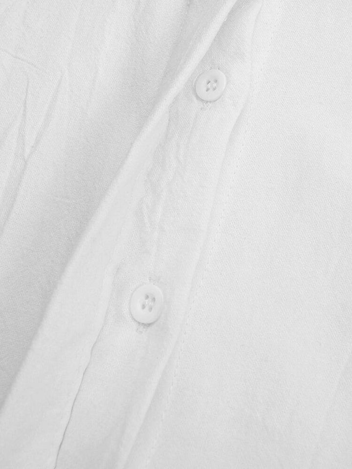 Women Petal Sleeve Irregular Ruffle Hem Pleated Button Casual Mini Dress - Trendha