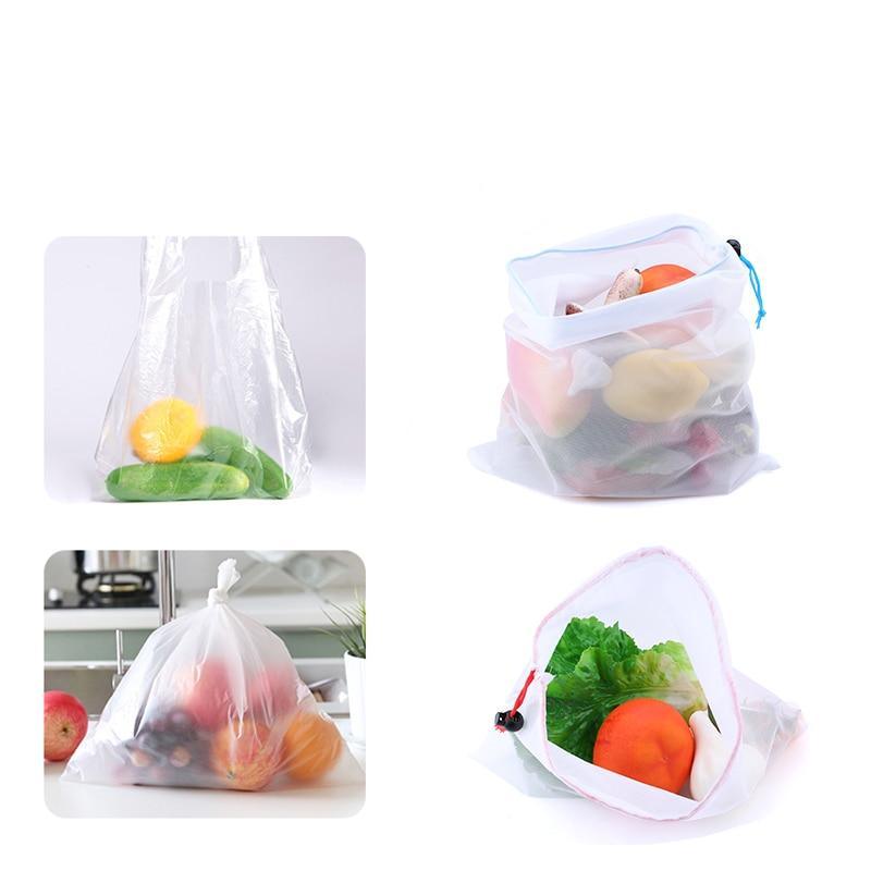 5 Pieces of Colorful Reusable Vegetable Bags - Trendha