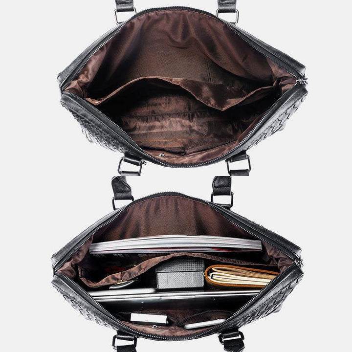 Men Faux Leather Multi-carry 14 Inch Laptop Bag Briefcase Business Handbag Crossbody Bag - Trendha