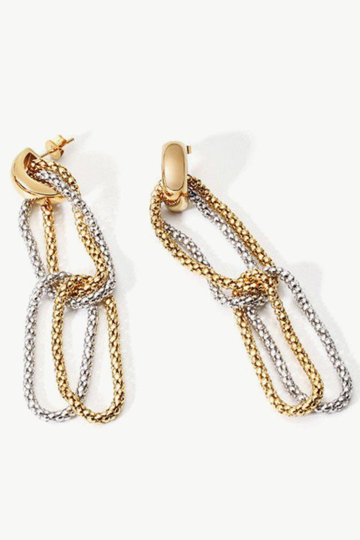 Gold-Plated D-Shaped Drop Earrings - Trendha