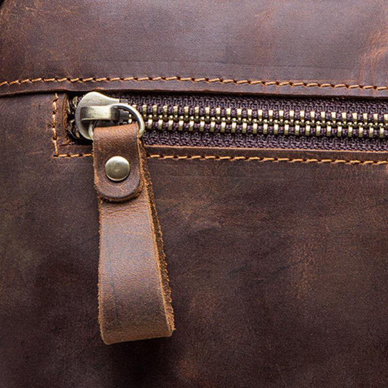 Men Genuine Leather Multifunction Multi-Pocket Vintage Briefcases Messenger Bag Crossbody Bag Handbag - Trendha