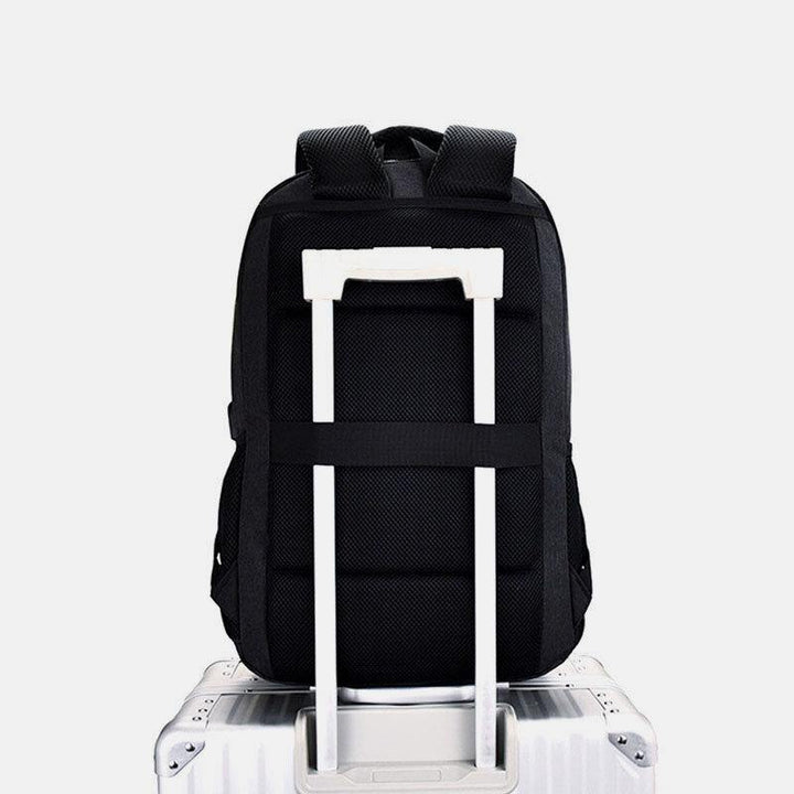 Men Nylon USB Charging Waterproof Large Capacity 15.6 Inch Laptop Bag Travel Backpack - Trendha