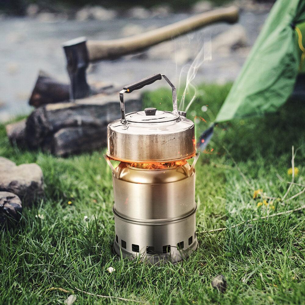Stainless Steel Camping Stove Potable Wood Burning Stoves Backpacking Stove for Outdoor Hiking Picnic BBQ - Trendha