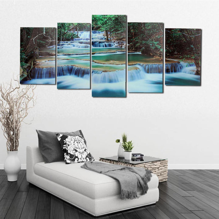 Large Framed Canvas Prints Forest Waterfall Painting Home Hanging Wall Decorations - Trendha